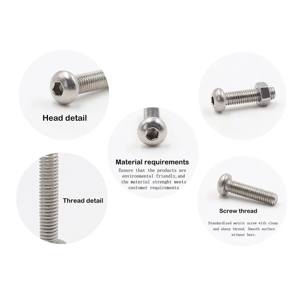 

Stainless Steel screws and nuts Hex Nuts Bolt Socket Assortment Silver M3 M4 M5 520pcs High Hardness