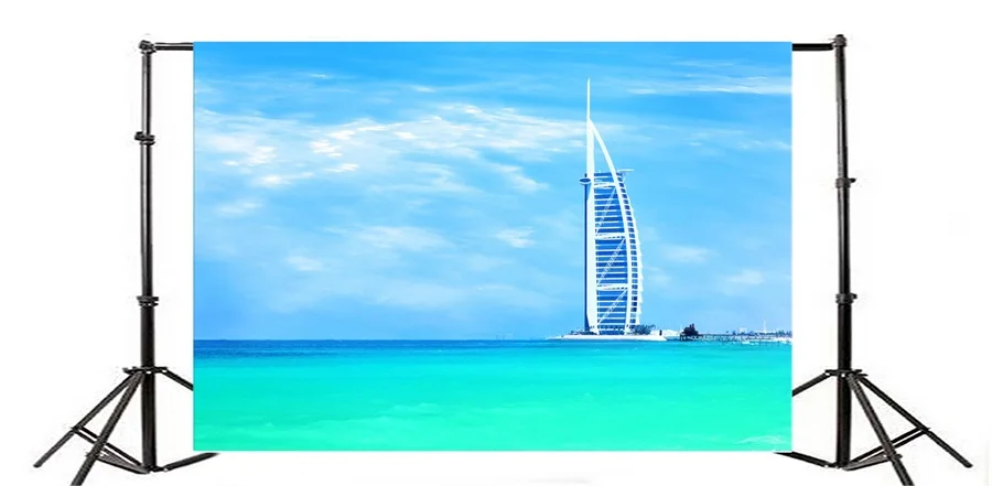 Laeacco Burj Al Arab Hotel Jumeirah Beach Photography Backdrops Laeacco Burj Al Arab Hotel Jumeirah Beach Photography Backdrops Vinyl Backdrop Custom Backgrounds For Photo Studio In Background From Consumer