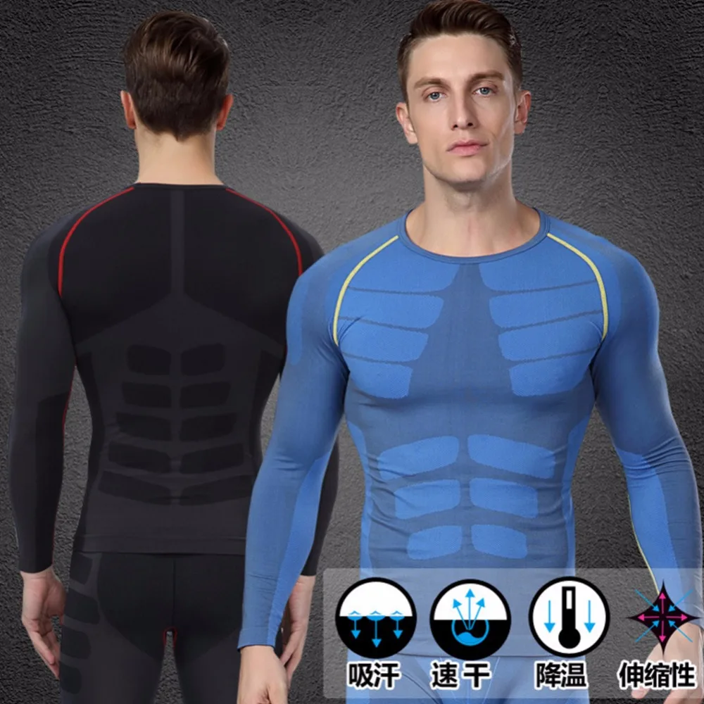 

European Compression Tops Men's Quick Dry Breathable Cool Feeling Mens Long Fitness Underwear Body Shaper