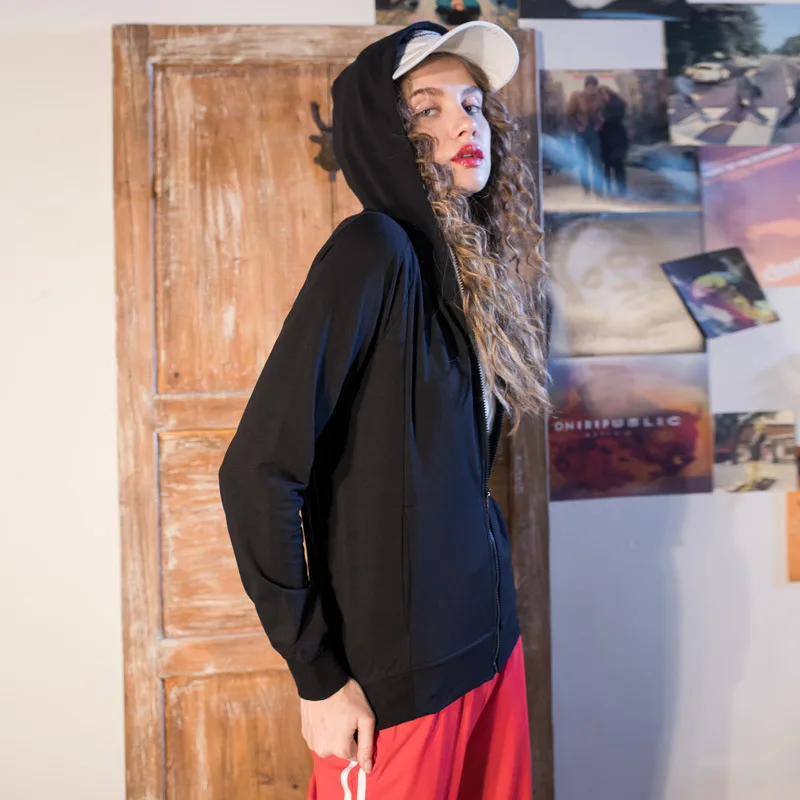 Women's Casual Zip-up Hoodie Basic black pink Gray Long Sleeve cotton Hooded Sweatshirt for Autumn Winter Female Comfy coat Hoodies