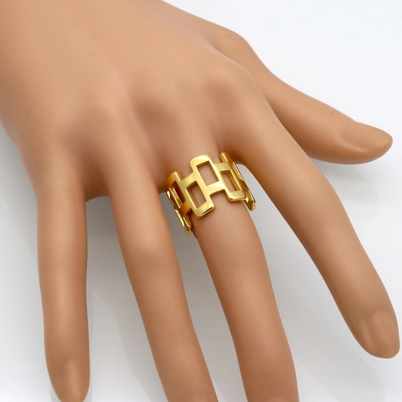 Женские кольца в стиле панк золотистого цвета, Геометрические Квадратные Кольца из нержавеющей стали 316L, кольца на палец для женщин, ювелирных изделий anillos