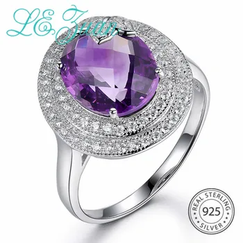 

L&zuan 4.71ct Natural Amethyst Ring 100% 925 Sterling Silver Jewelry Cluster Gemstne Butterfly Rings For Women Christmas Gift