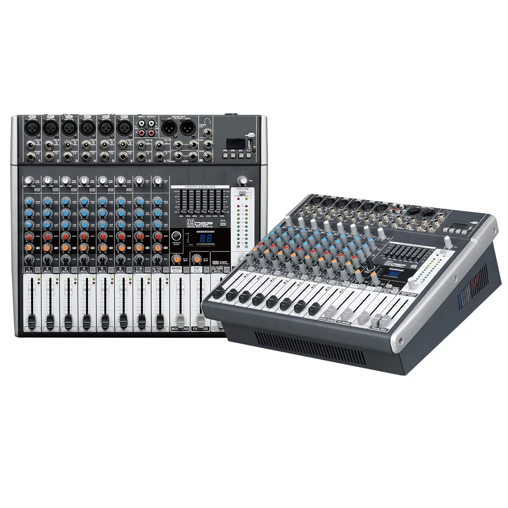 Mixing console recorder 48 V phantom power monitor AUX effect path 8 12 channel audio mixer