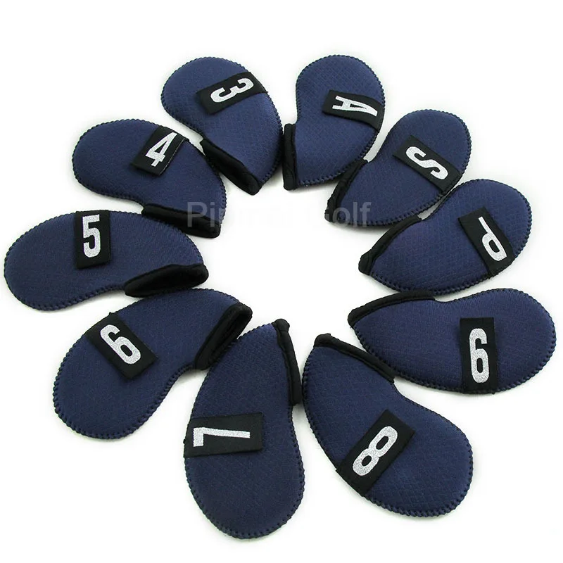 Dark Blue 10x Golf Iron Covers Neoprene Headcovers Protector for Golf