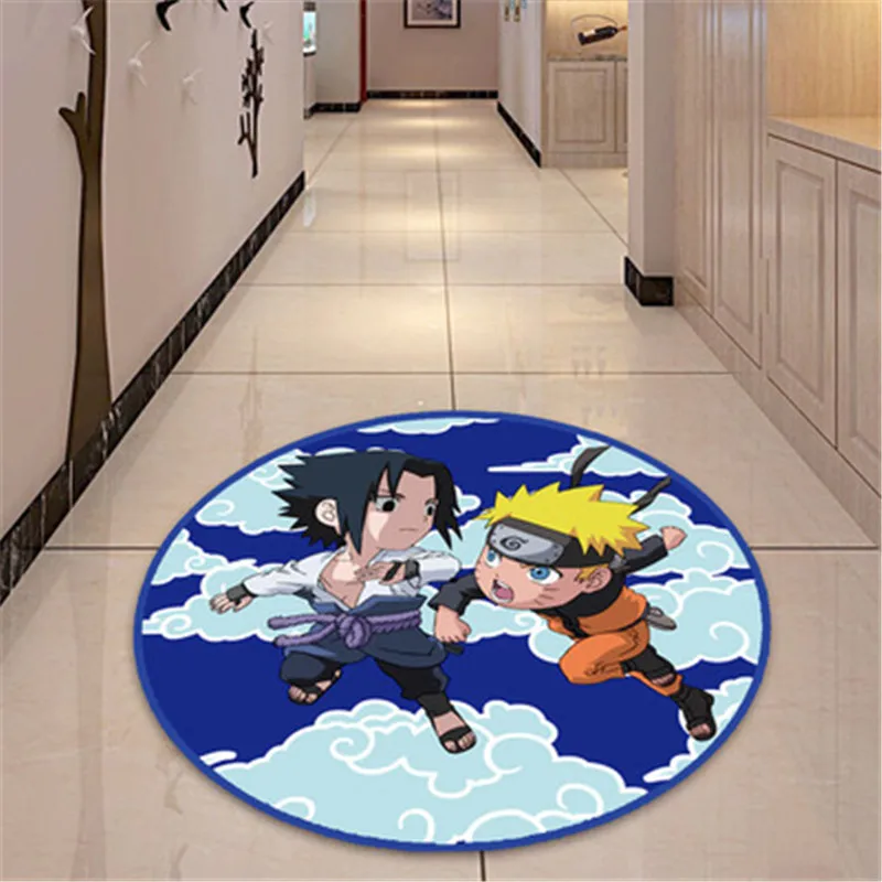100X100 см Наруто Узумаки Наруто Учиха Саске мультфильм круглый Противоскользящий ковер Мода исследование поворотный стул Подушка X1304