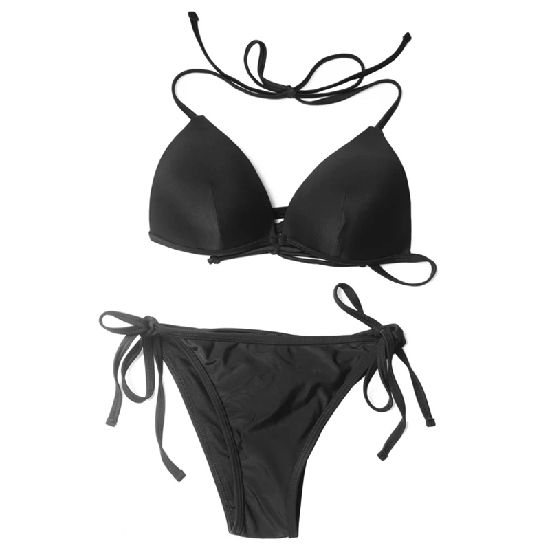 

Sexy String Bikini Swimsuit Low Waist Halter Swimwear Women Two Piece Bandage Bikini Set Beach Wear