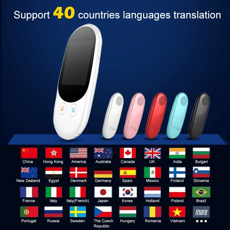 

Smart Language Voice Translator Device Translation 40 Languages 2.4 Inch TouchScreen Rechargeable Battery for Learning Traveling