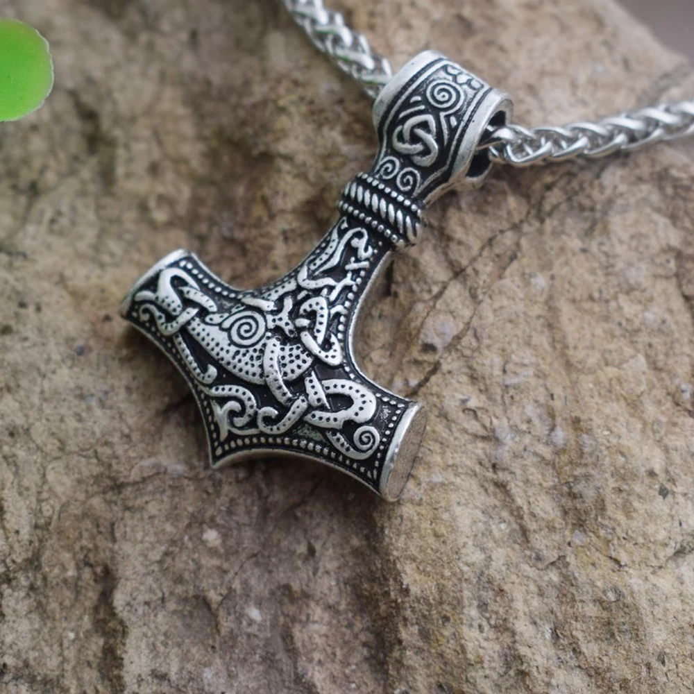 SanLan подвеска с символикой викингов Thors Молот Мьёльнир Necklace Руна Amulet No|Ожерелья