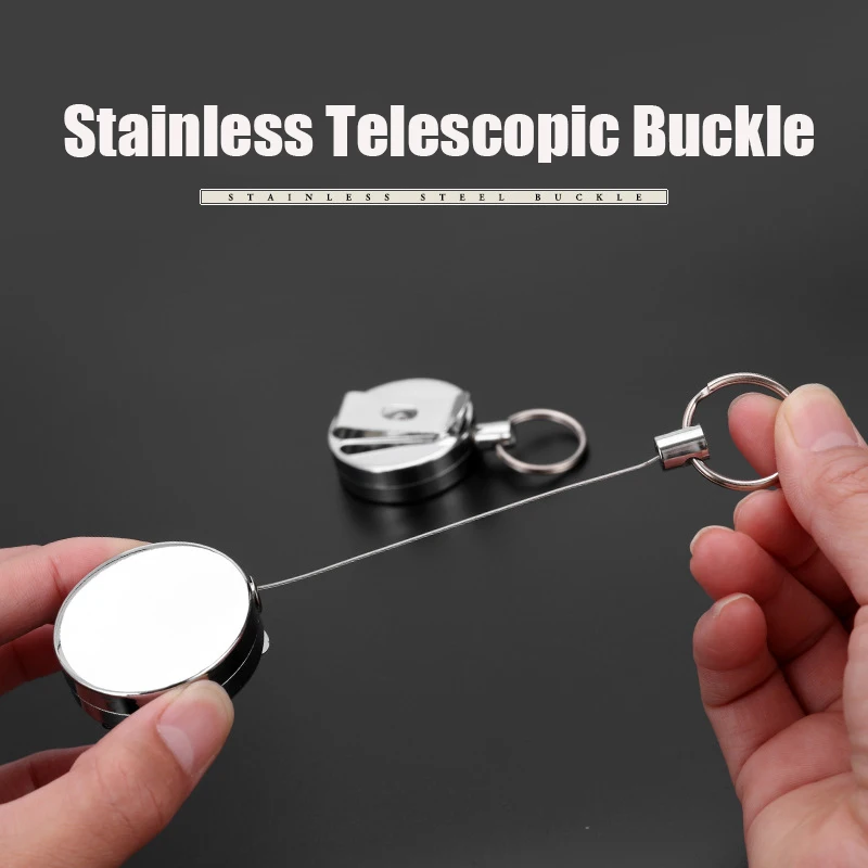

Fishing Rods Telescopic Buckle Fishing Stainless Steel Retention Rope Fly Fishing Tackle Retractable Key Chain Ring