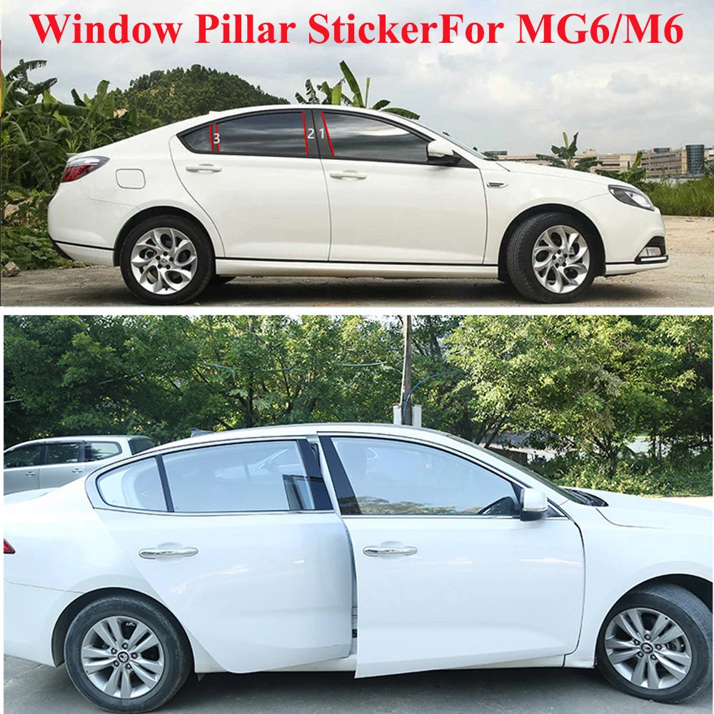 

6pcs/set Car Pillar Sticker Anti-Scratch Mirror Treatment Window Decals Decoration Protector Sticker for MG6 New Car Accessories