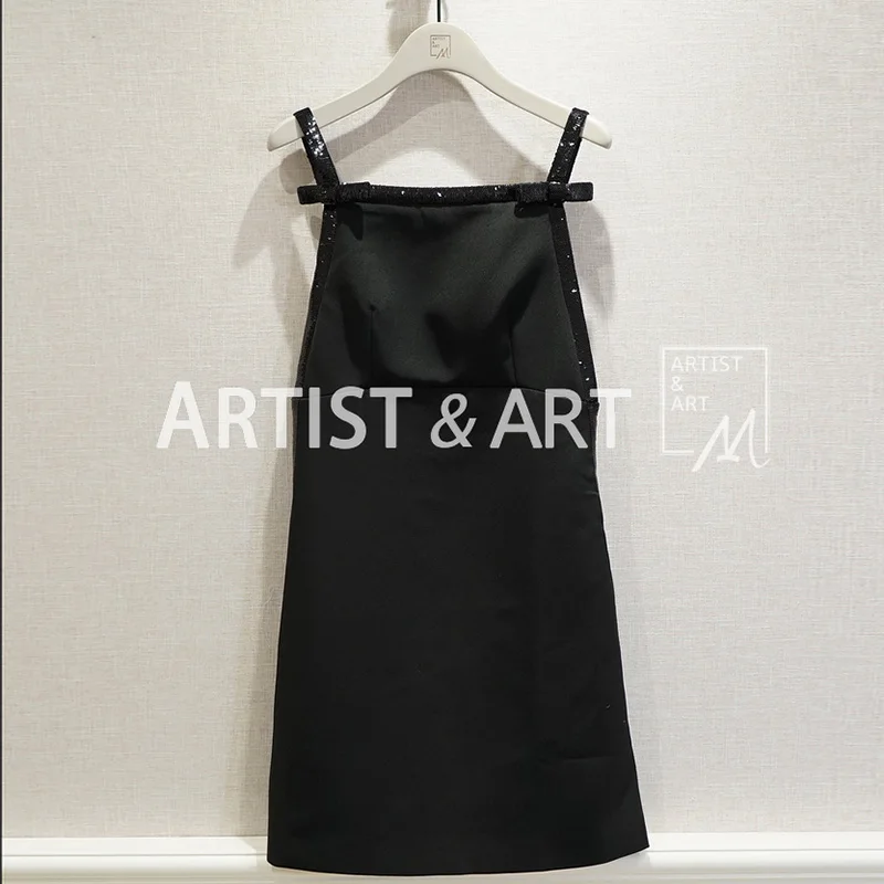 Petites Robes Noir Broderie Parti Mini De Svoryxiu Arc Robe Up Sexy Piste Courroie Femmes Luxe Sequin Gaine Dos Nu ON08nvmw