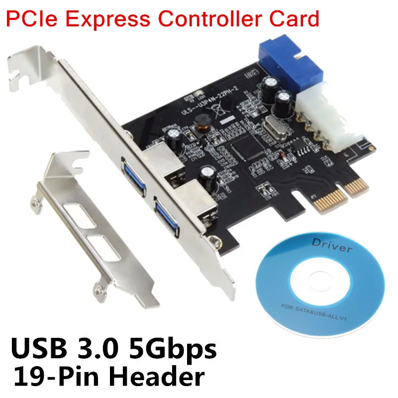 

LEORY USB3.0 2-Port SATA 5Gbps 19-pin Intenal PCIe Express Controller Card+Bracket+CD For Standard Desktop PC