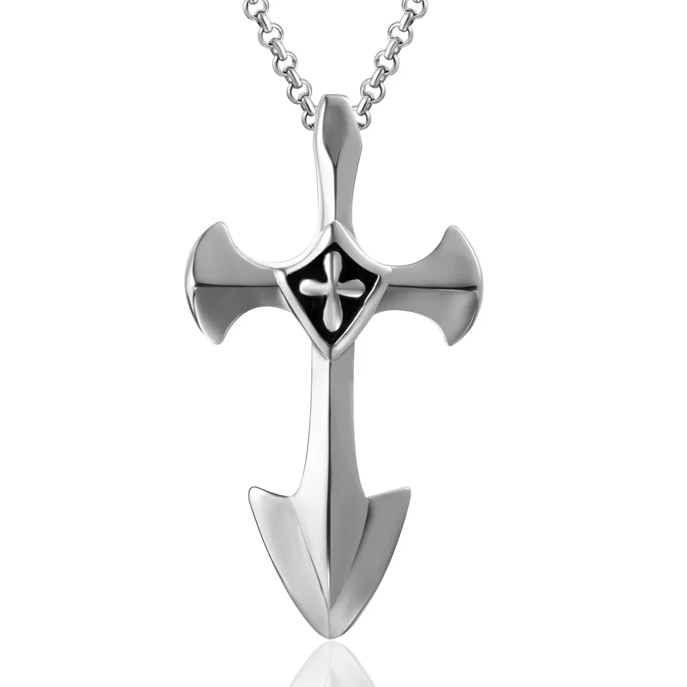 

Gothic style cross sword men's necklace Titanium steel necklace jewelry