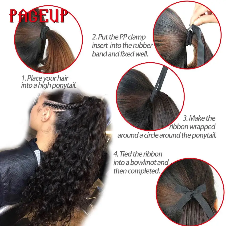 Pageup Long Afro Curly Drawstring Ponytail Synthetic Hairpiece Pony Tail Hair Piece For Women Fake Bun Clip In Hair Extension