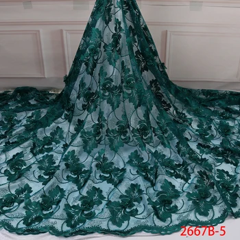 

African Fabric Llace Latest African Laces 2019 Wedding Lace Fabric 3d French Tulle Lace Fabric For African Dress 5yards 2667b