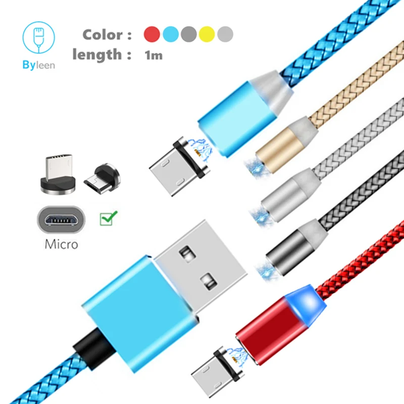 

For Samsung S3 S4 S6 A6 A10 J4 J7 LED light Magnetic Charger Micro USB Cable For Xiaomi 7A Redmi 5 Plus 6A 5A Redmi Note 6 4 Pro