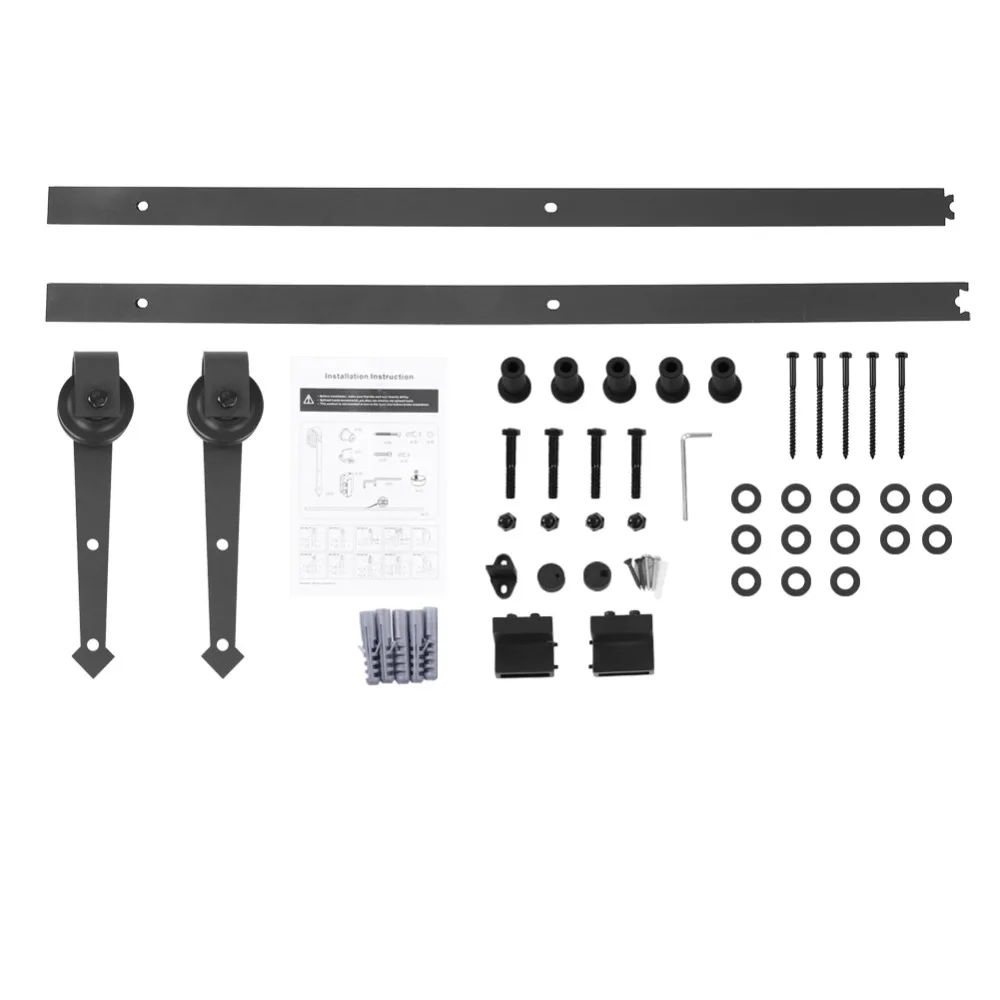

6FT Sliding Barn Door Hardware Roller Track Rail Kit Set for Closet Cabinet