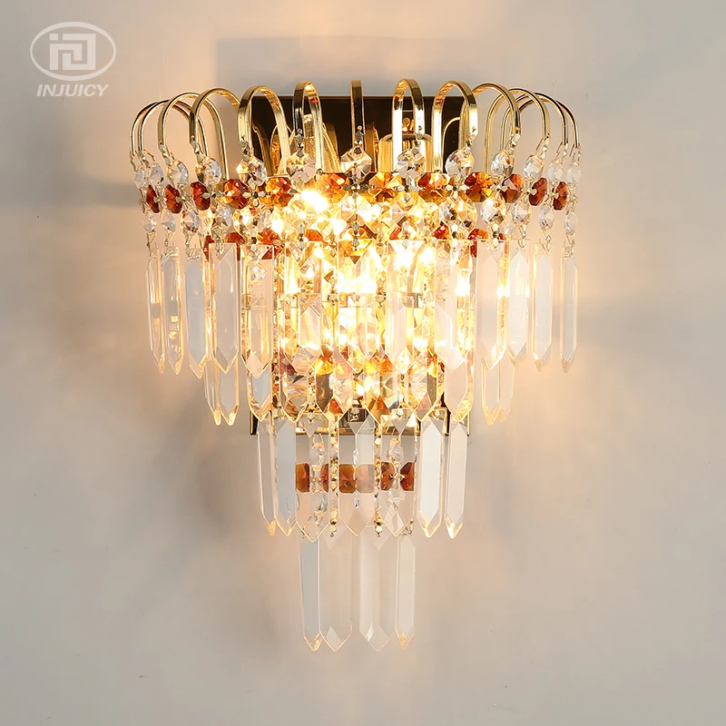 

European Vintage Wall Lamp Luxury K9 Crystal Wall Light Bedroom Hallway Living Room Decoration Cafe Store Bedside Wall Lighting