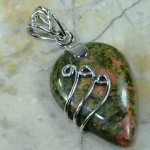 Эксклюзивное ручной работы унакитовая подвеска Серебро 925 пробы, 45 мм, 9,4 г