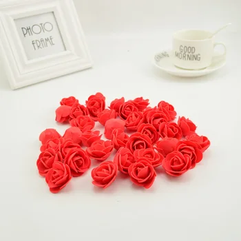 50PCS cheap Artificial Flowers For Wedding Car Decoration Foam Rose DIY Pompom Wreath Decorative Valentines day Fake Flowers