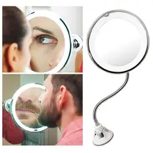 360 Вращение гибкий «гусиная шея» 10x Лупа светодиодный подсветкой Ванная комната зеркало для макияжа, бритья зеркало Регулируемая Гибкая «гусиная шея»