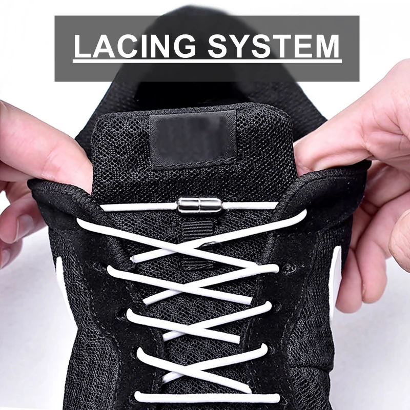 3 Types Creative Elastic No Tie Shoelaces Locking Round Shoe Laces Shoestrings Running/Jogging/Triathlon