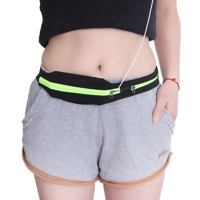 Portable Sports Running Waist Double Pocket Bag Waterproof Mobile Phone Belt Jogging Waist Pack Carrying Women Running Sport Bag