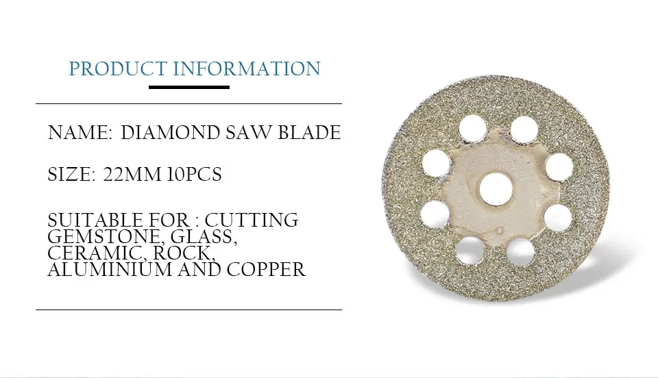 Бесплатная доставка 10 шт. 22 мм Dremel алмазный отрезной диск для Dremel аксессуары с держателем 3,2 мм