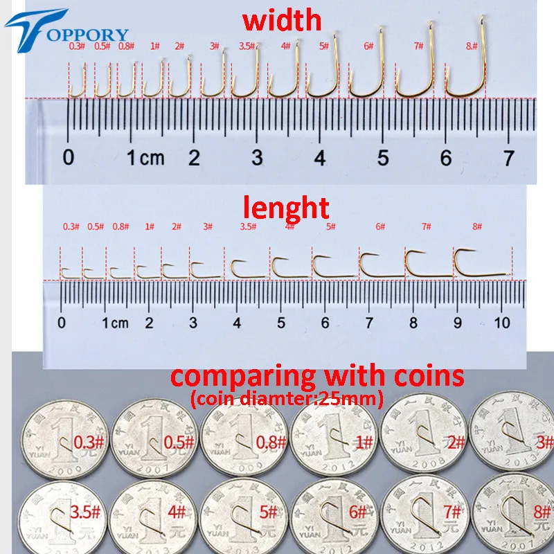 Toppory, 20 шт./лот, Золотой крючок для рыбалки Herabuna, тайваньский рыболовный крючок для ловли карася, крючок из высокоуглеродистой не колючей стали