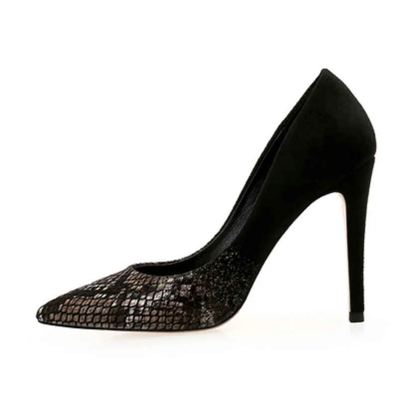 

2019 new pointed high-heeled shoes with shallow mouth fashion shoes sexy snake pattern gradient color wild single shoes