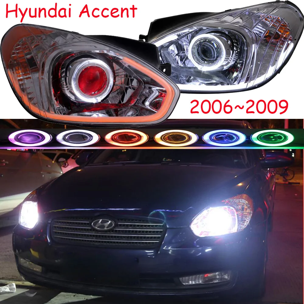 Автомобильный головной светильник для hyundai Accent, головной светильник solaris, 2006~ 2009 лет, DRL, биксеноновые линзы, solaris, головной светильник HI LO HID, противотуманная фара