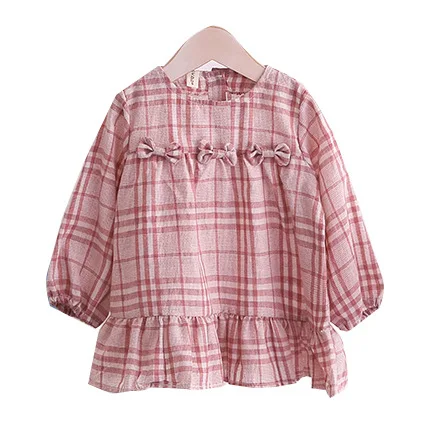 

Autumn Girls Dresses Cotton Long Sleeve Kids Plaid Dress Casual Children Dress Girls Clothing
