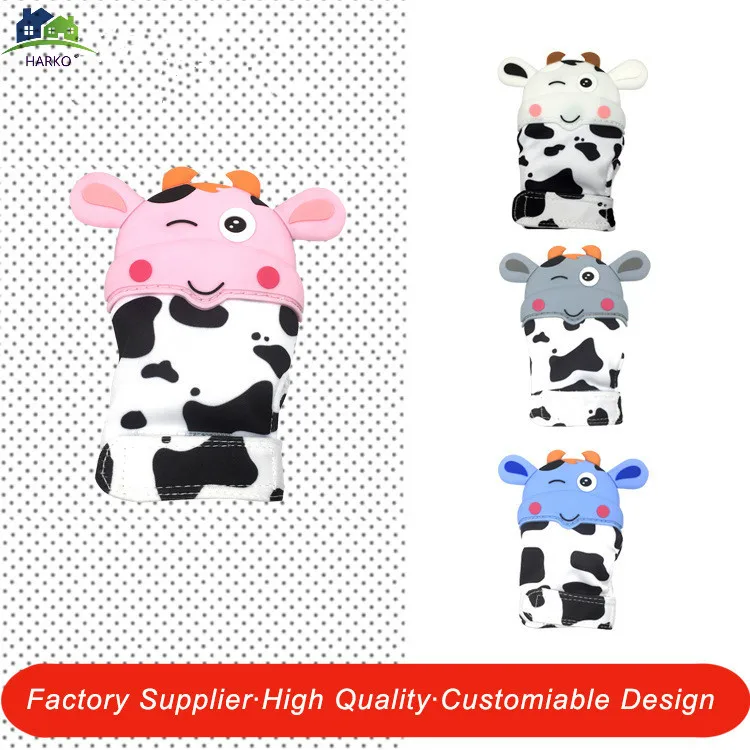 

Baby Cow Shape Silicone Teether Pacifier Glove Teething Chewable Newborn Nursing Teether Beads Infant teether gloves