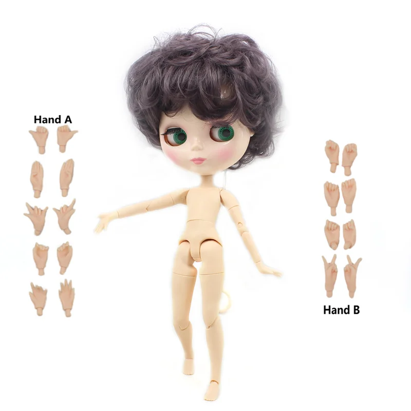 Ледяная фабрика blyth кукла мальчик тело bjd игрушка Фиолетовый Короткие волосы BL9219 1/6 30 см голая кукла - Цвет: doll with hand AB