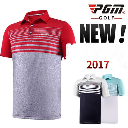 

PGM 2017 new Golf Short-sleeved Stripes T-shirt Summer Breathable Dry Fit Polo Shirt men golf Sportswear shirt