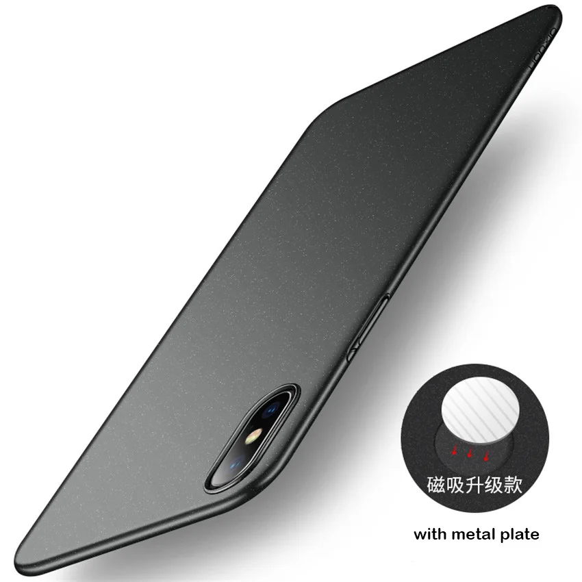 Для iPhone XS Max чехол матовый AIXUAN iPhone XS металлический пластиковый автомобильный Магнитный чехол-держатель для iPhone X XS Max - Цвет: black with metal