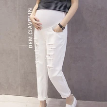 Maternity Clothes Pregnancy Jeans Adjustable High Waist Denim Pants Pockets Spring Casual Ripped Hole Jeans for Pregnant Women цена Maternity Clothes Pregnancy Jeans Adjustable High Waist Denim Pants Pockets Spring Casual Ripped Hole Jeans for Pregnant Women цены онлайн