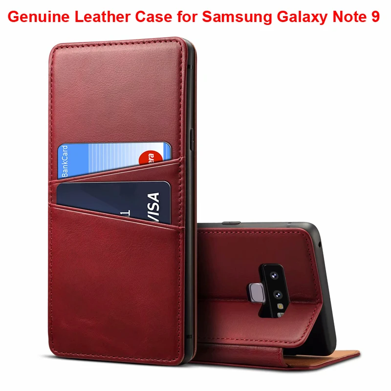 Top Layer Genuine Leather Wallet Case for Samsung Galaxy Note 9 Cover Shell Protector Note9 Real Pouch Bag | Мобильные телефоны и