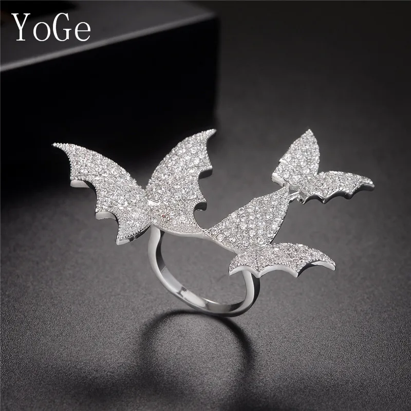 

YoGe statement Jewellery, R3766C fashion AAA CZ 3 butterfly width full finger Party&Anniversary&wedding ring