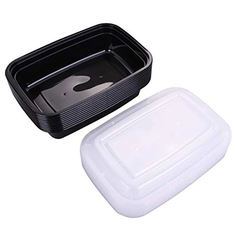 

10 Pack One grids Reusable Meal Prep Containers | Plastic Food Storage Trays with Airtight Lids | Microwavable, Freezer and Di