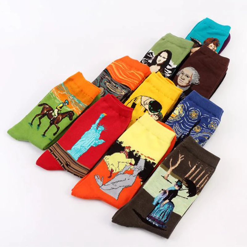 LNRRABC одежда аксессуары персонаж мужские носки с картинами хлопок печатных 19 узоров женщин Harajuku искусство Известный Дизайн Носки