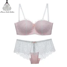 Кружево комплект нижнего белья для Для женщин Нижнее Бельё для девочек бюстгальтер push up Беспроводной бюстгальтер и трусики секси тонкий половина чашки Брендовые женские нижнее бельё Bralette Бюстгалтер комплект ни