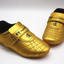 Профессиональная Золотая обувь для тхэквондо для детей и взрослых, искусственная кожа, ушу, добок, Муто, каратэ, боевые искусства, тренировочная обувь 28-45