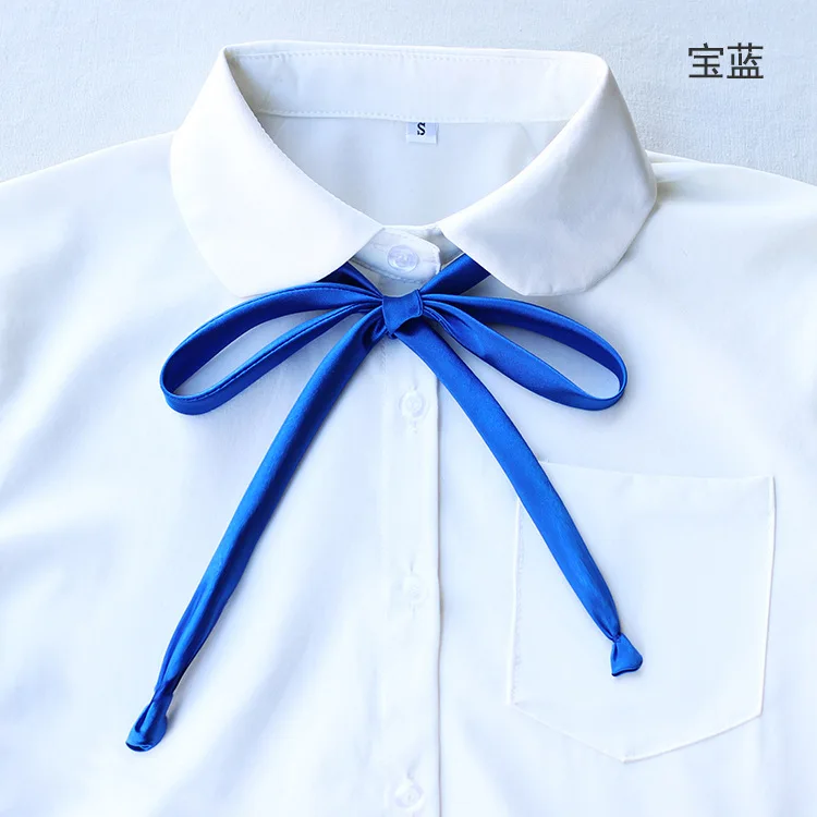 Милые классические японские школьницы для женщин, JK униформа, галстук для косплея, предварительно завязанный Атласный Галстук-бабочка, 9 цветов, в Стиле Лолита - Цвет: Stone Blue