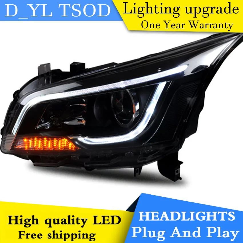 D_YL Car Styling for Chevrolet Cruze Headlights 2015-2016 LED Headlight DRL Lens Double Beam H7 HID Xenon bi xenon lens | Автомобили и