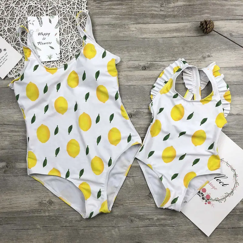 Family Matching Monokini Bikinis Women Mom Baby Girls Kid One Piece Lemon Swimwear Bikini Mother Daughter Bathing Swimsuit Buy At The Price Of 5 17 In Aliexpress Com Imall Com