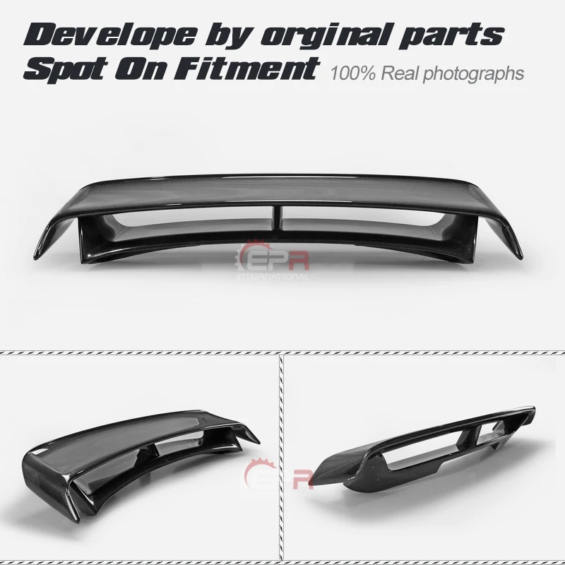 

For Nissan 09-18 370Z Z34 NIS2 Style Carbon Fiber Rear Spoiler Glossy Finish Trunk Wing Set Fibre Bootlid Splitter Kit Trim