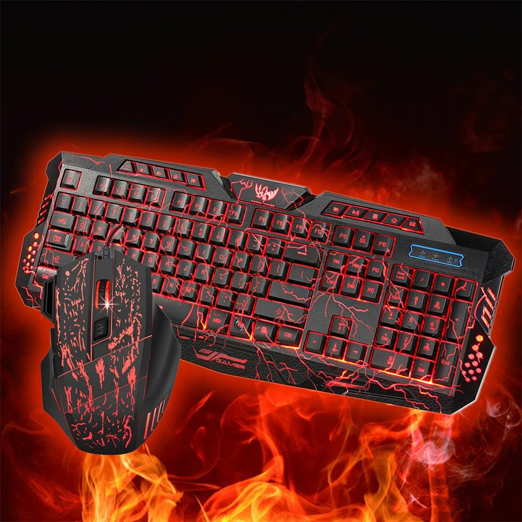 

Illuminated Keyboard And Mouse Set USB Cable Ergonomic Backlit Gaming Keyboard And Mouse Set For Computer 40