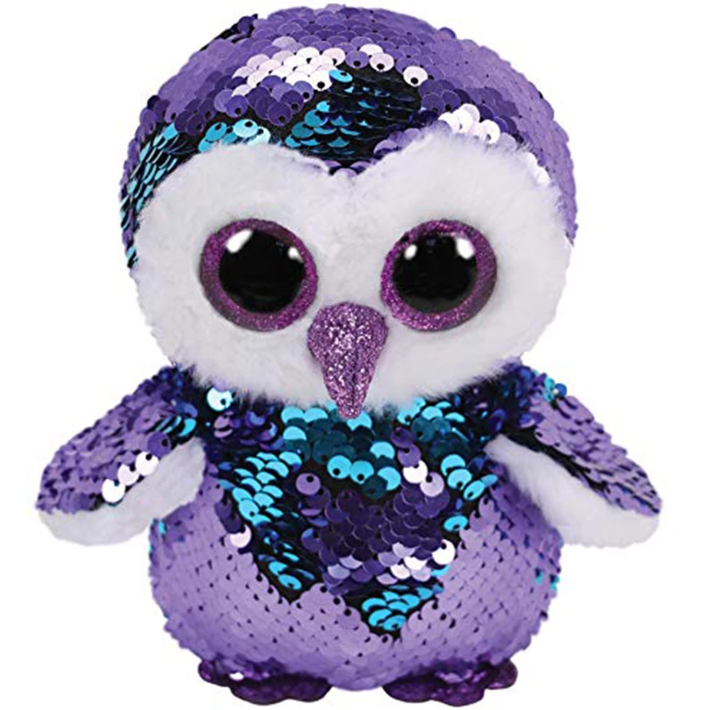 

Pyoopeo Ty Sequins Flippables 6" 15cm Moonlight the Owl Plush Regular Stuffed Animal Bird Collection Doll Toy with Heart Tag