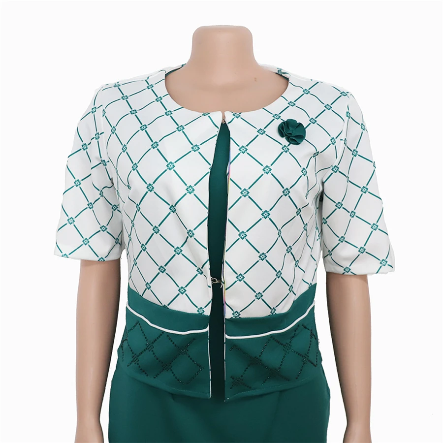 BAIBAZIN African Dresses for Woman Dress Print Jacket Dress Suit Female